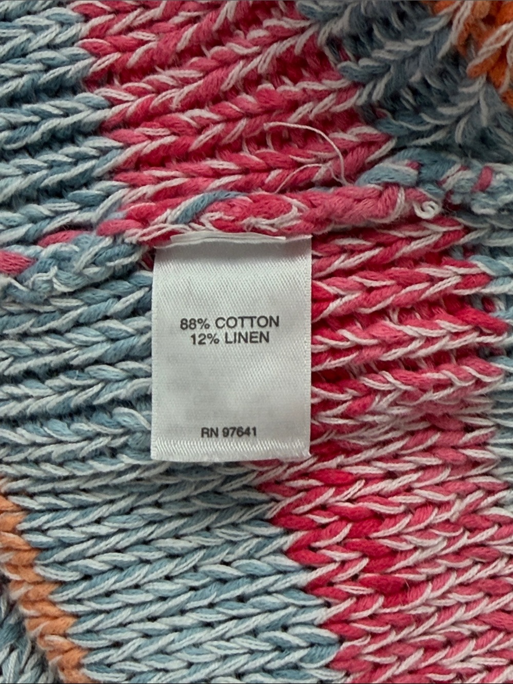 J. Jill Coastal Striped Cotton Linen Knit Sweater High Low Hem Size M - Picture 12 of 14
